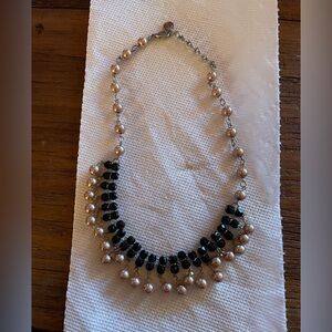 Elegant Pearl and Black Beaded Necklace